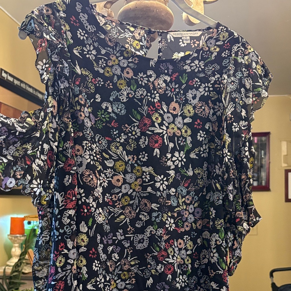 Rebecca Minkoff Black Floral Blouse